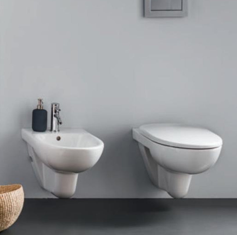 Sanitari sospesi wc+bidet +sedile normal close Geberit 'Selnova Pro' cm 53