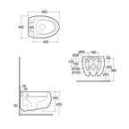 Coppia di sanitari sospesi collezione Cloud di Rak Ceramics con sistema Rimless e coprivaso cm 56 Bianco Lucido