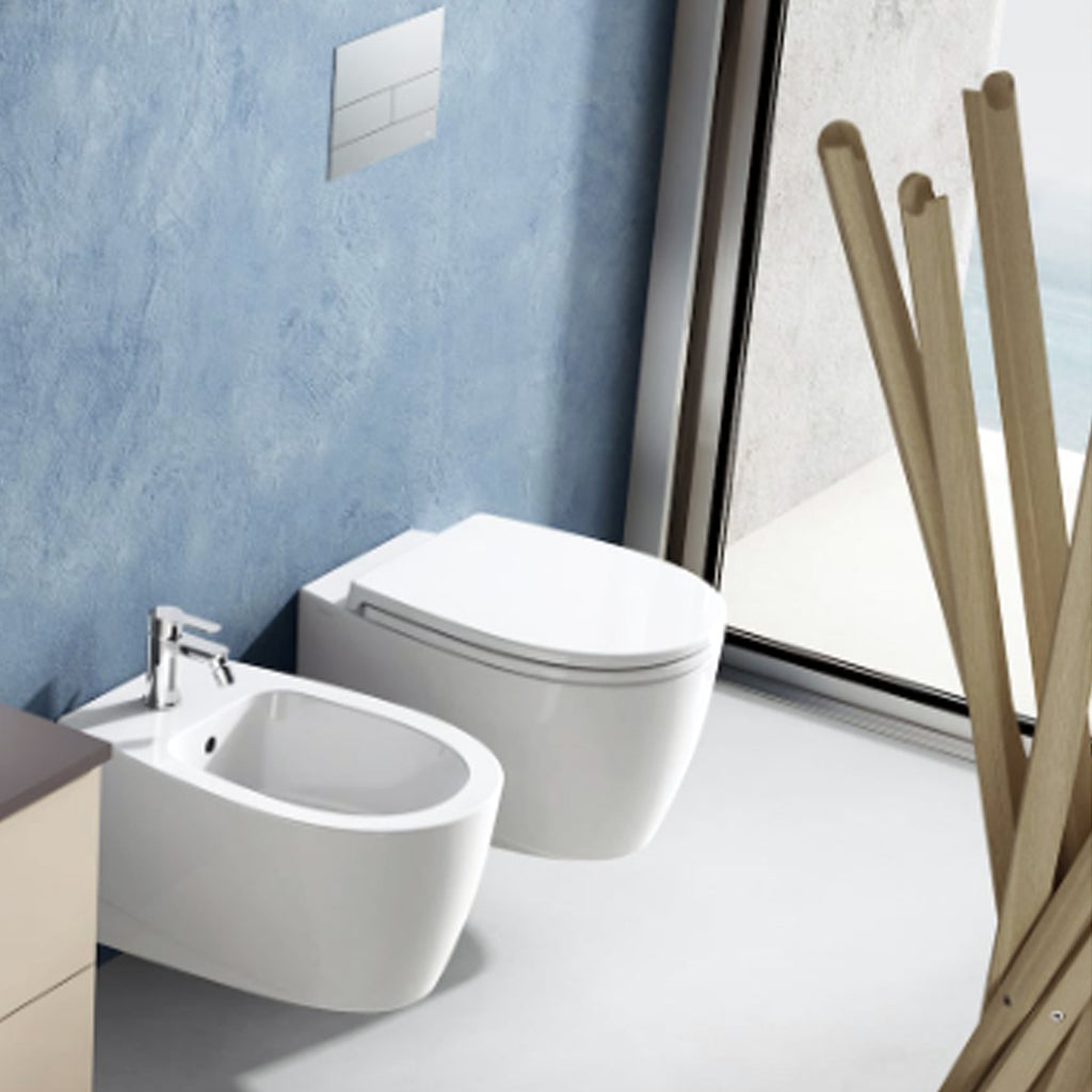 Coppia di sanitari sospesi Ceramica Dolomite modello Demy 54x36 cm con sedile Softclose