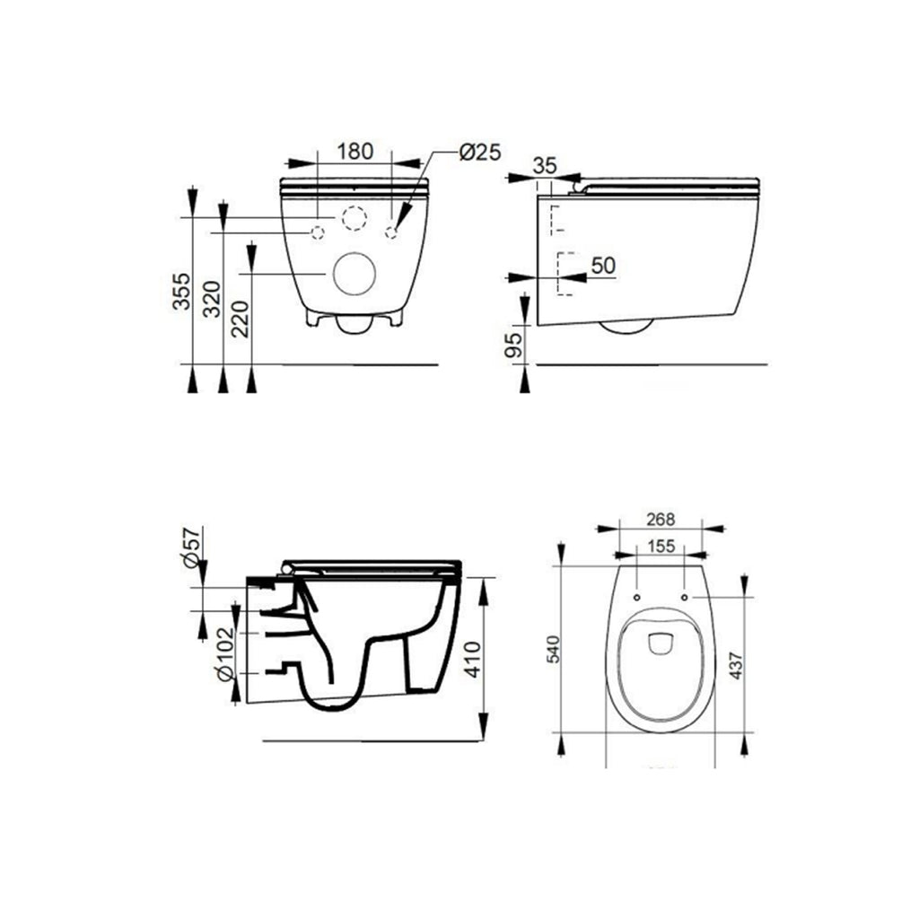 Coppia di sanitari sospesi Ceramica Dolomite modello Demy 54x36 cm con sedile Softclose