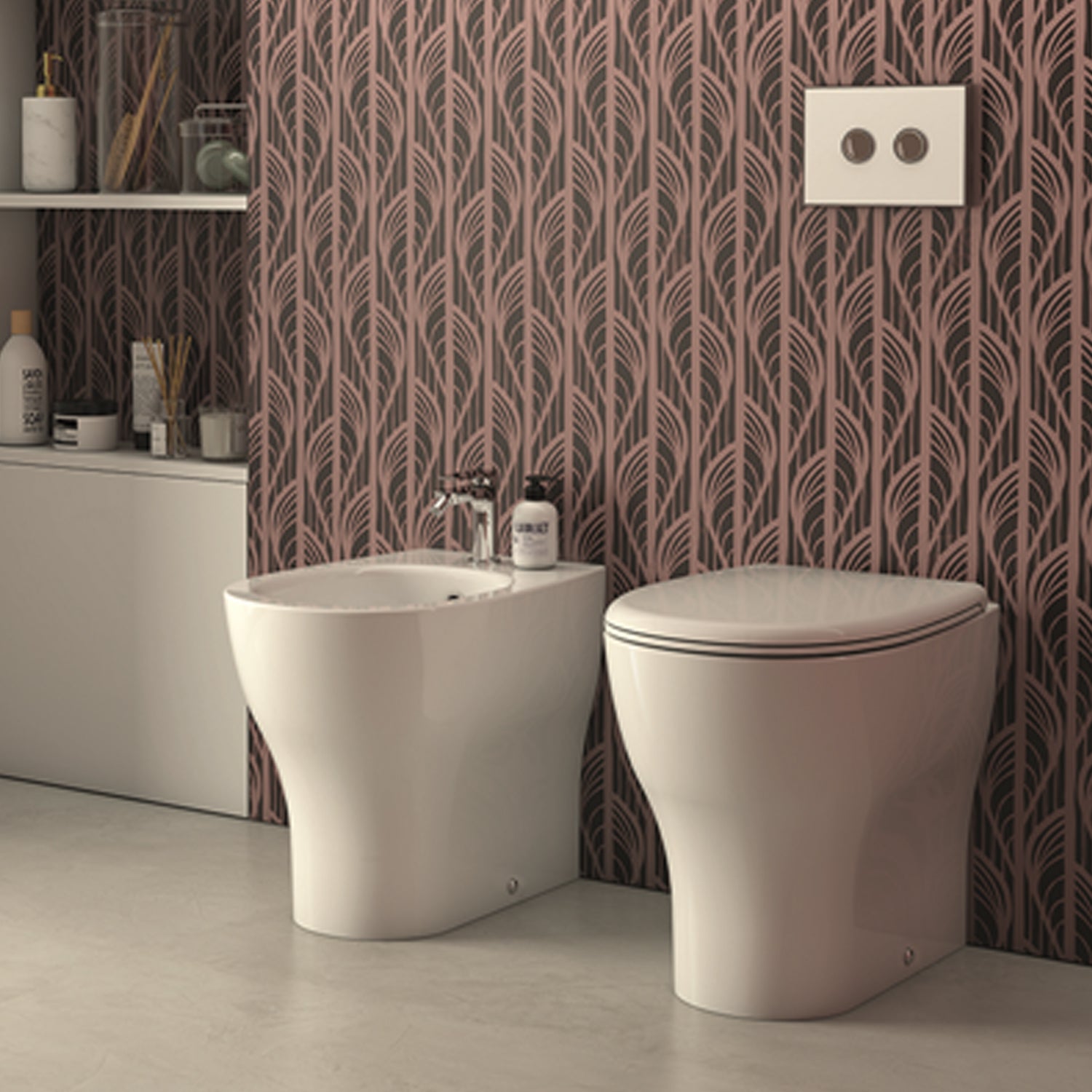 Sanitari Filoparete senza brida 52x36 modello Grace di Ceramica Globo con sedile incluso - Bianco Lucido