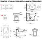 Sanitari Filomuro con scarico traslato Ceramica Azzurra Nuvola con sedile soft-close 55x35xH48 cm