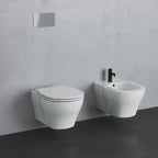 Set sanitari Azzurra XL vaso WC e bidet sospesi 61x43x36H cm con sedile â€“ Bianco lucido