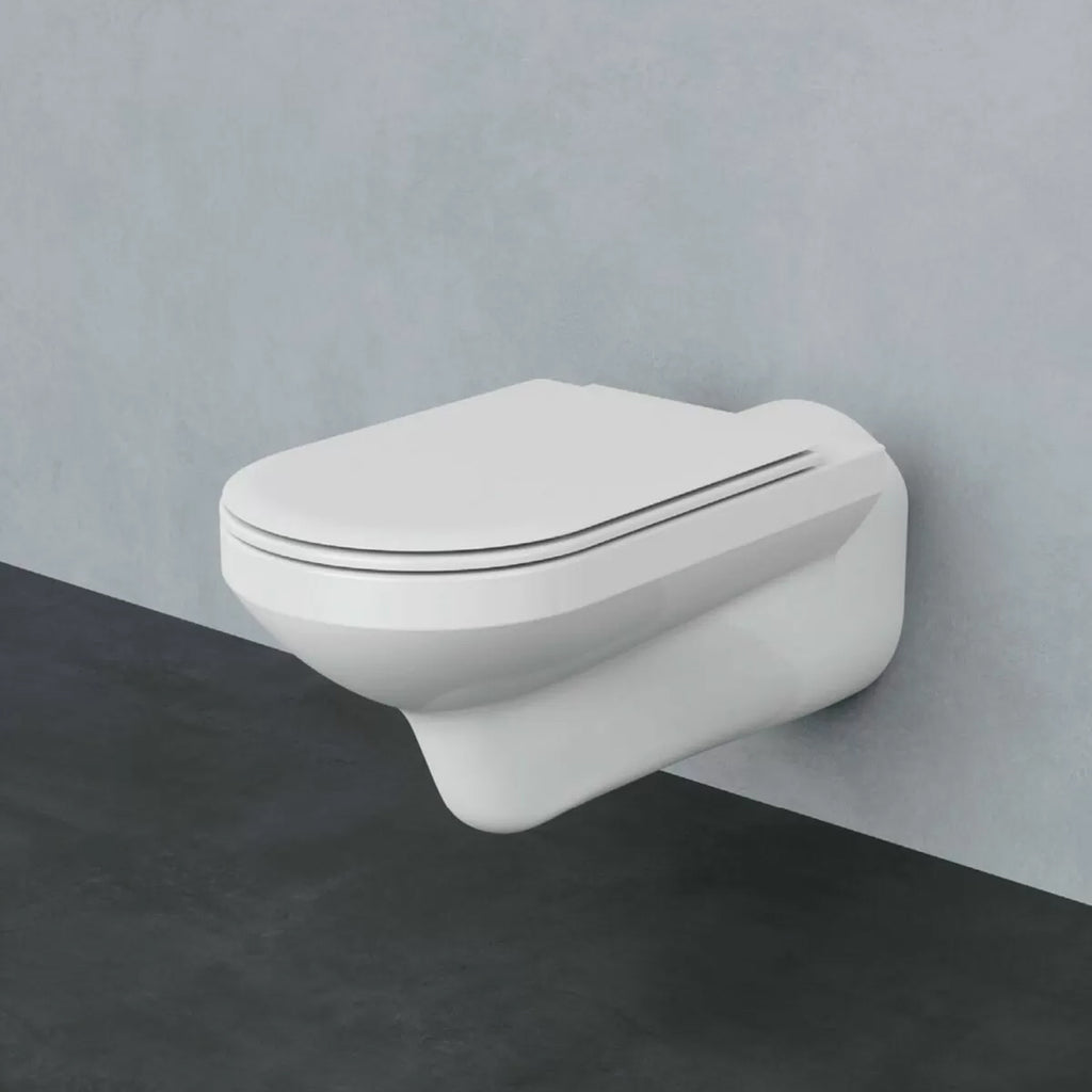 Vaso sospeso Thin di Azzurra Ceramica per diversamente abili 75Ã—36Ã—H37 cm - Bianco Lucido