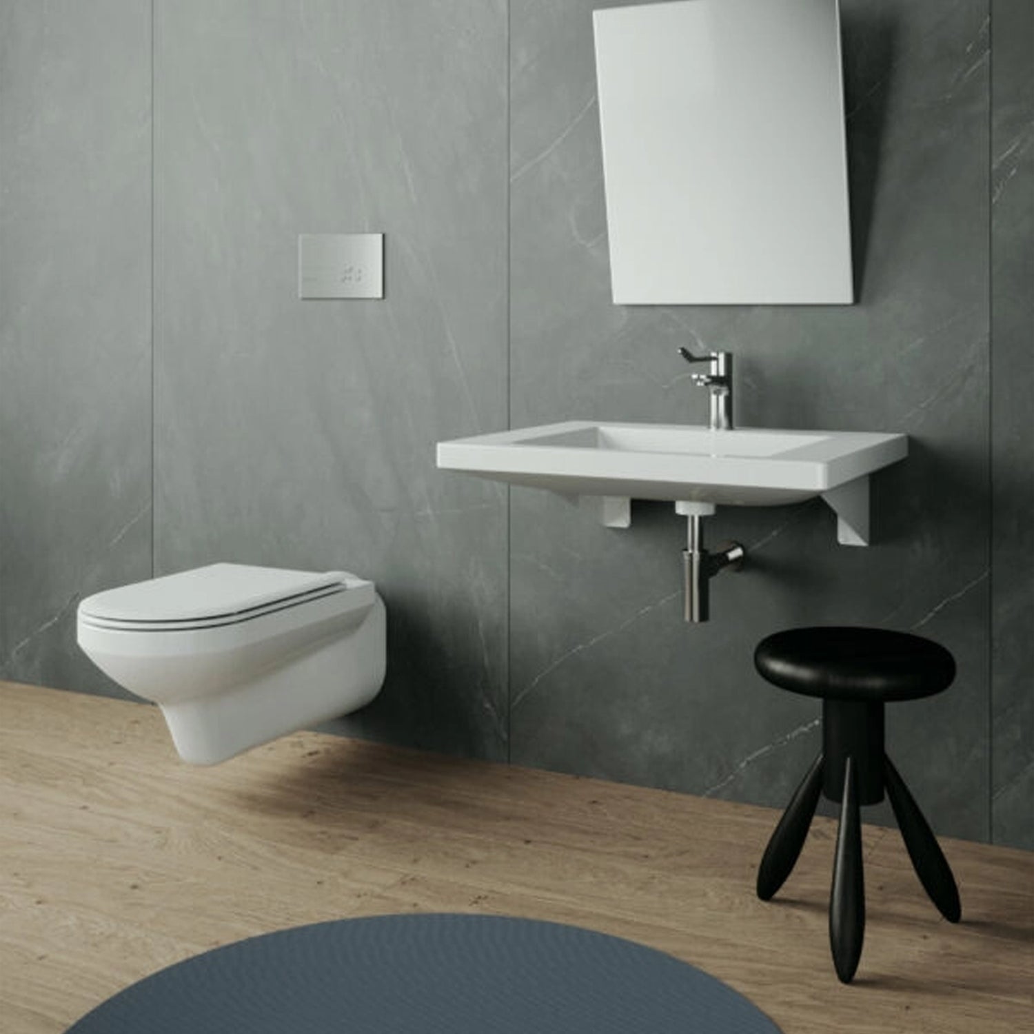 Lavabo sospeso per disabili Azzurra Thin 70x57 cm con apertura frontale e staffe fisse â€“ Bianco lucido