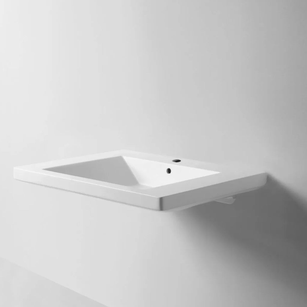 Lavabo sospeso per disabili Azzurra Thin 70x57 cm con apertura frontale e staffe inclinabili â€“ Bianco lucido