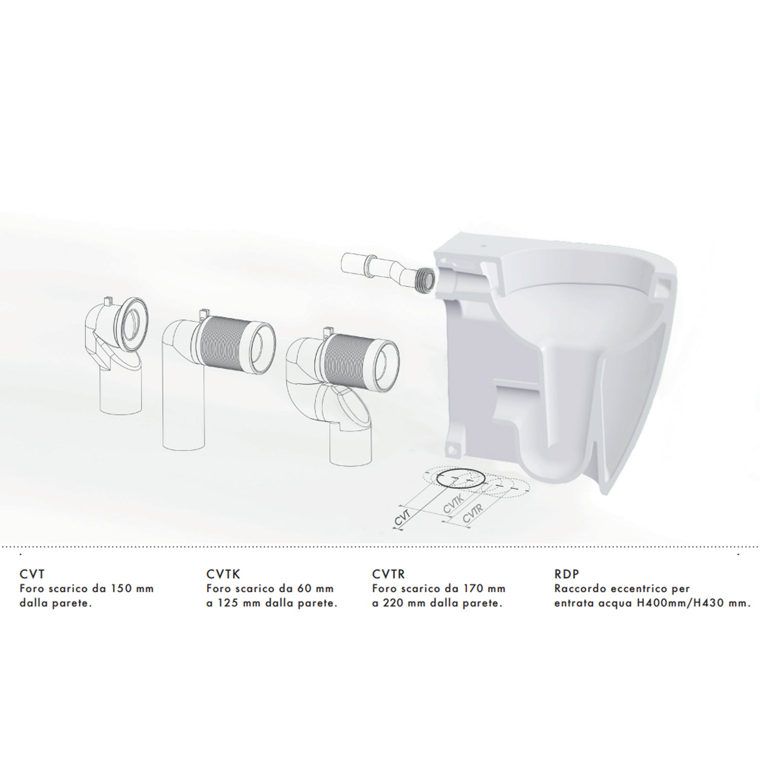 Set sanitari a terra Azzurra Comoda H50 con scarico traslato 56x36