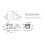 Vaso sospeso modello Comoda di Azzurra Ceramica per diversamente abili 70Ã—36Ã—H34 cm - Bianco Lucido