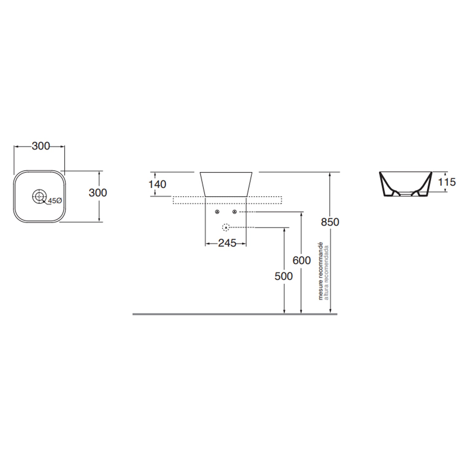 Lavabo da appoggio Azzurra serie Build 30x30 cm - Bianco lucido