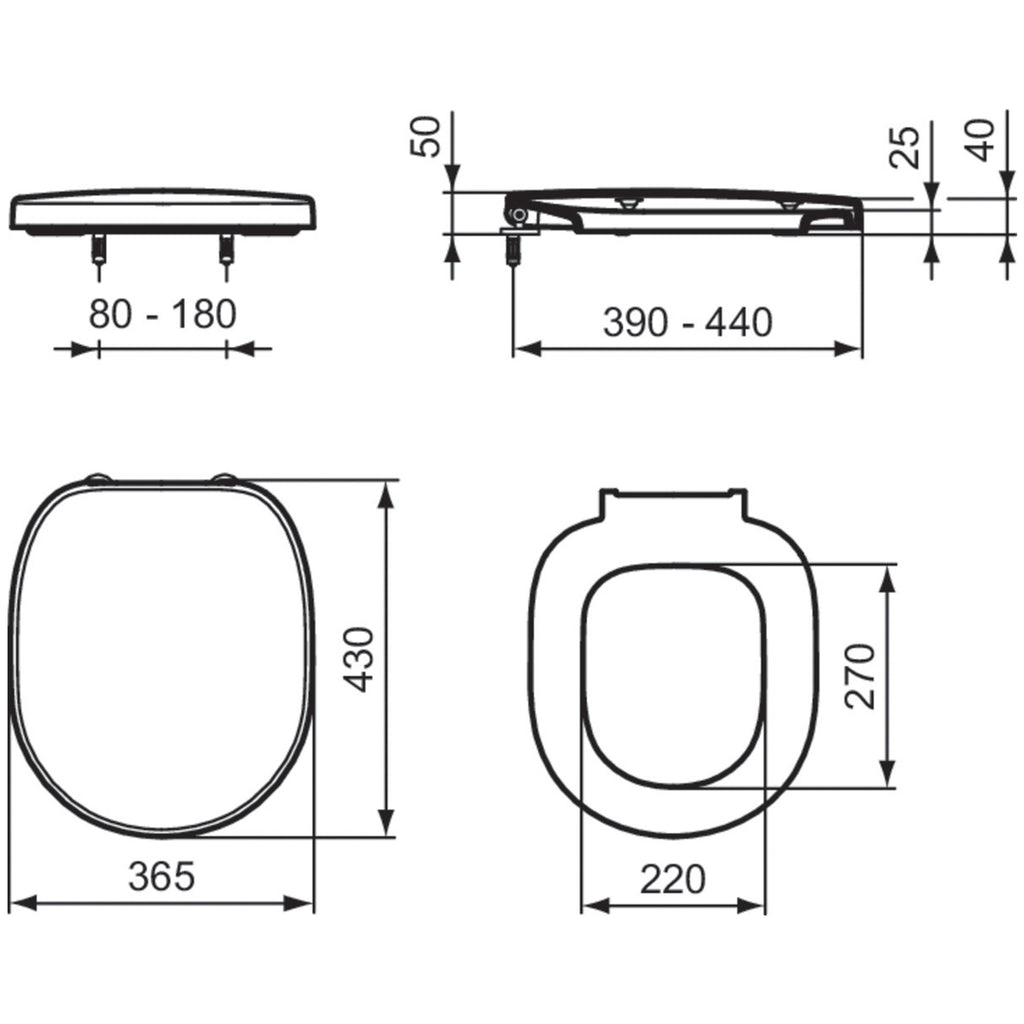 Sedile Collezione Connect Freedom di Ideal Standard 345x420x35 mm - Bianco Lucido