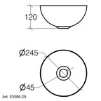Lavabo vasca tonda da appoggio di Lineabeta in acciaio inox lucido senza piletta diam. cm 24