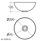 Lavabo vasca tonda da appoggio di Lineabeta in acciaio inox lucido senza piletta diam. cm 29x13h