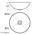Lavabo vasca tonda da appoggio di Lineabeta in acciaio inox lucido senza piletta diam. cm 39x14