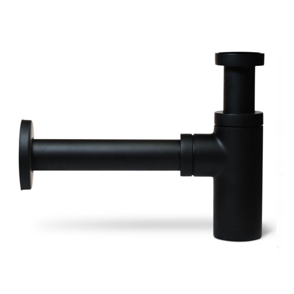 Kit Sifone di scarico e piletta in ottone verniciato nero opaco per lavelli da esterno 1"1/4
