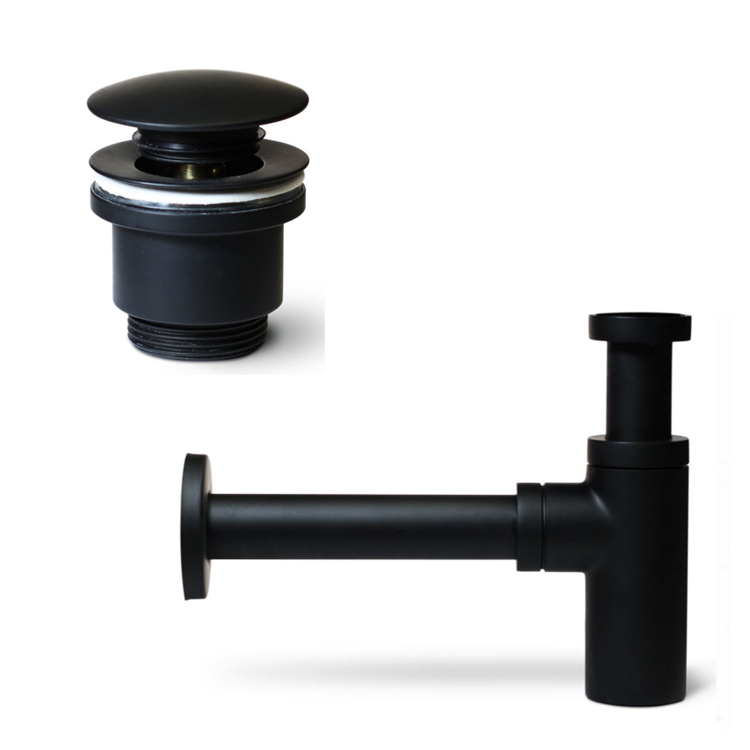 Kit Sifone di scarico e piletta in ottone verniciato nero opaco per lavelli da esterno 1"1/4
