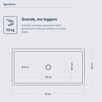 Acquaio da giardino in cemento Grigio cm 70x35x16h cm modello Best XL