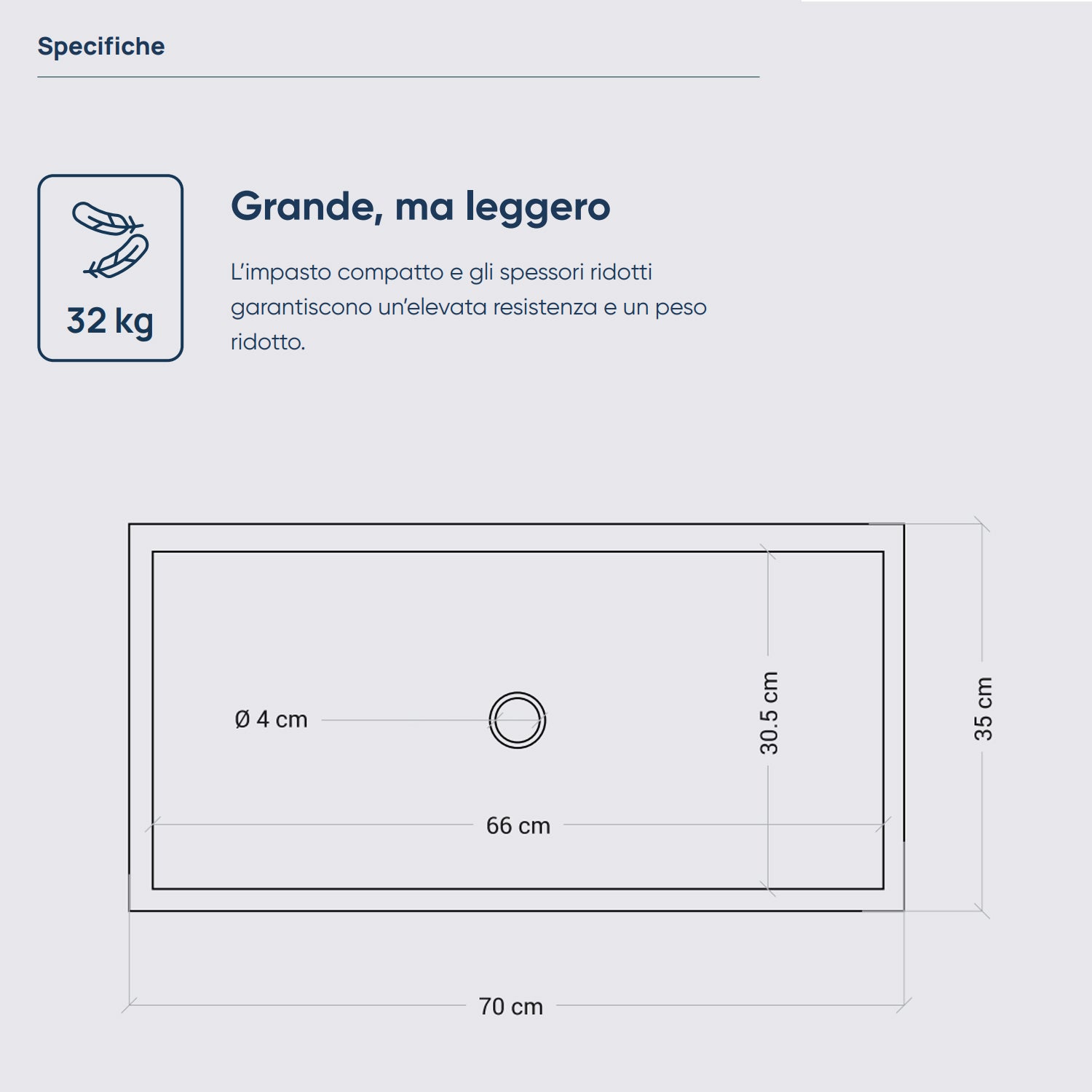 Acquaio da giardino in cemento Grigio cm 70x35x16h cm modello Best XL