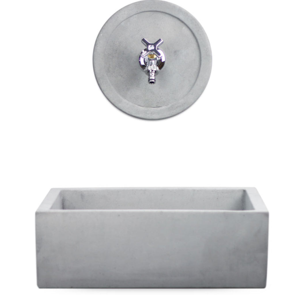 Lavello da esterno con rosone in cemento grigio cm 45x35 cm modello R-Desy