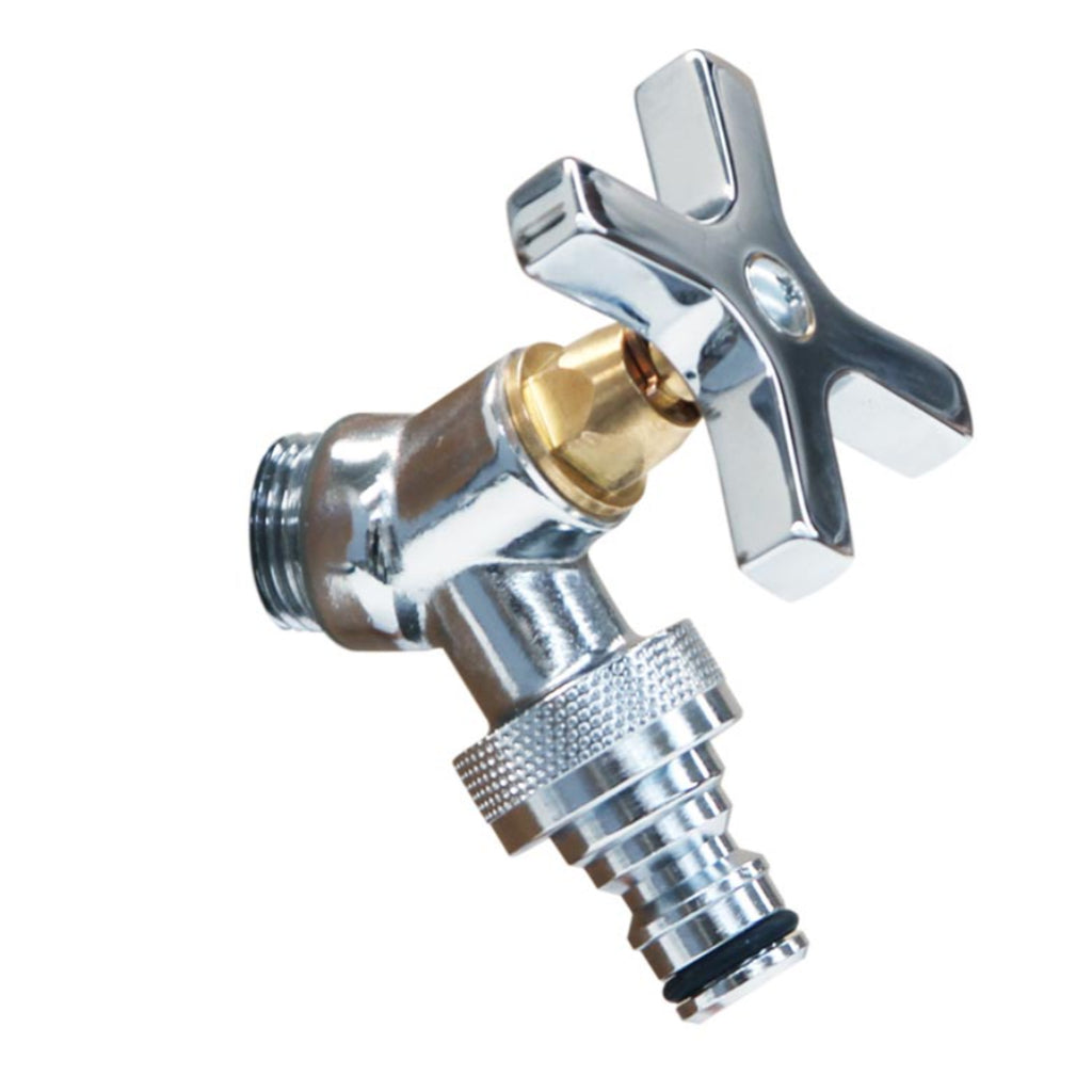 Rubinetto per fontana da giardino in ottone cromato attacco 1/2" a distanza ridotta