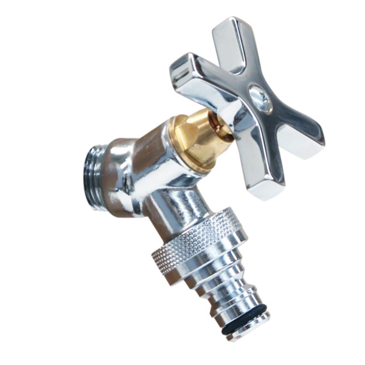 Rubinetto per fontana da giardino in ottone cromato attacco 1/2" a distanza ridotta