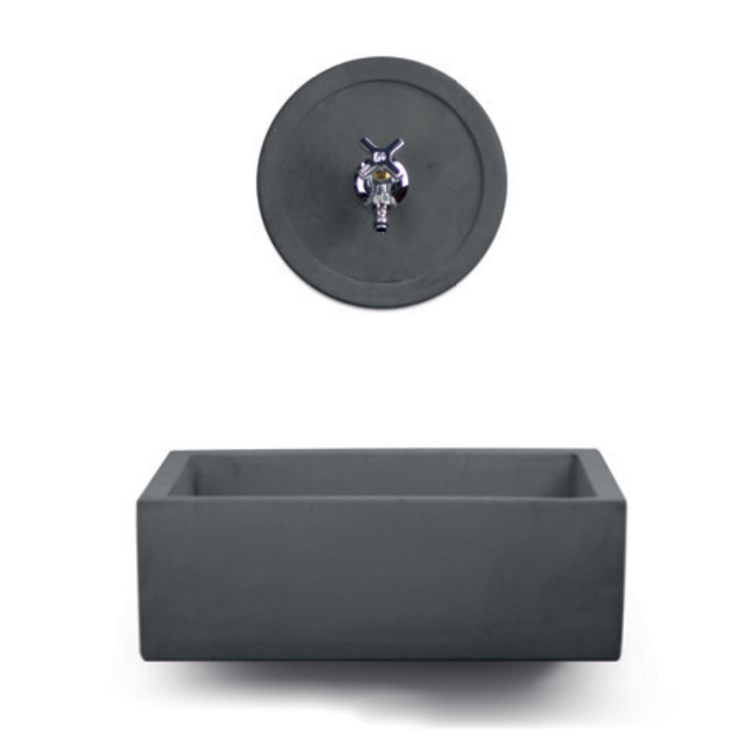Lavello da esterno con rosone in cemento antracite cm 45x35 cm modello R-Desy
