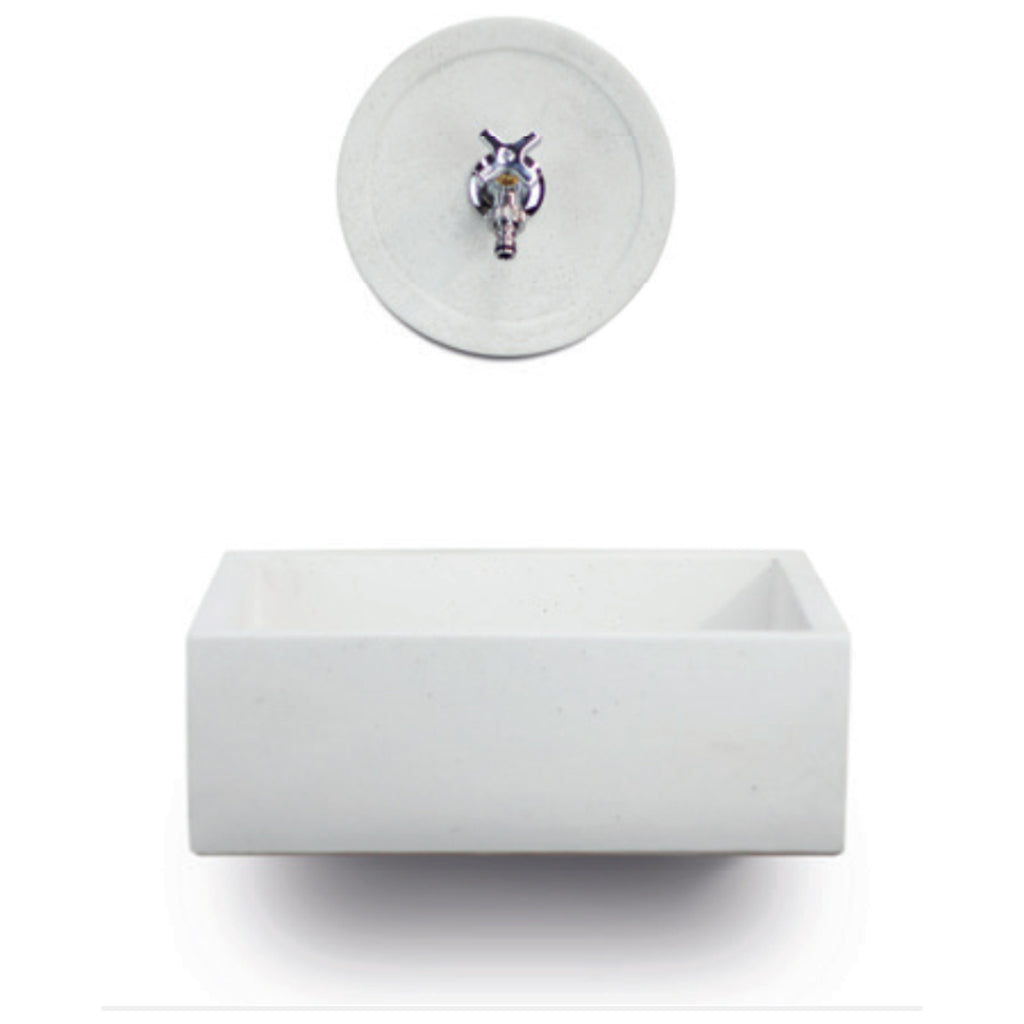 Lavello da esterno con rosone in cemento bianco cm 45x35 cm modello R-Desy