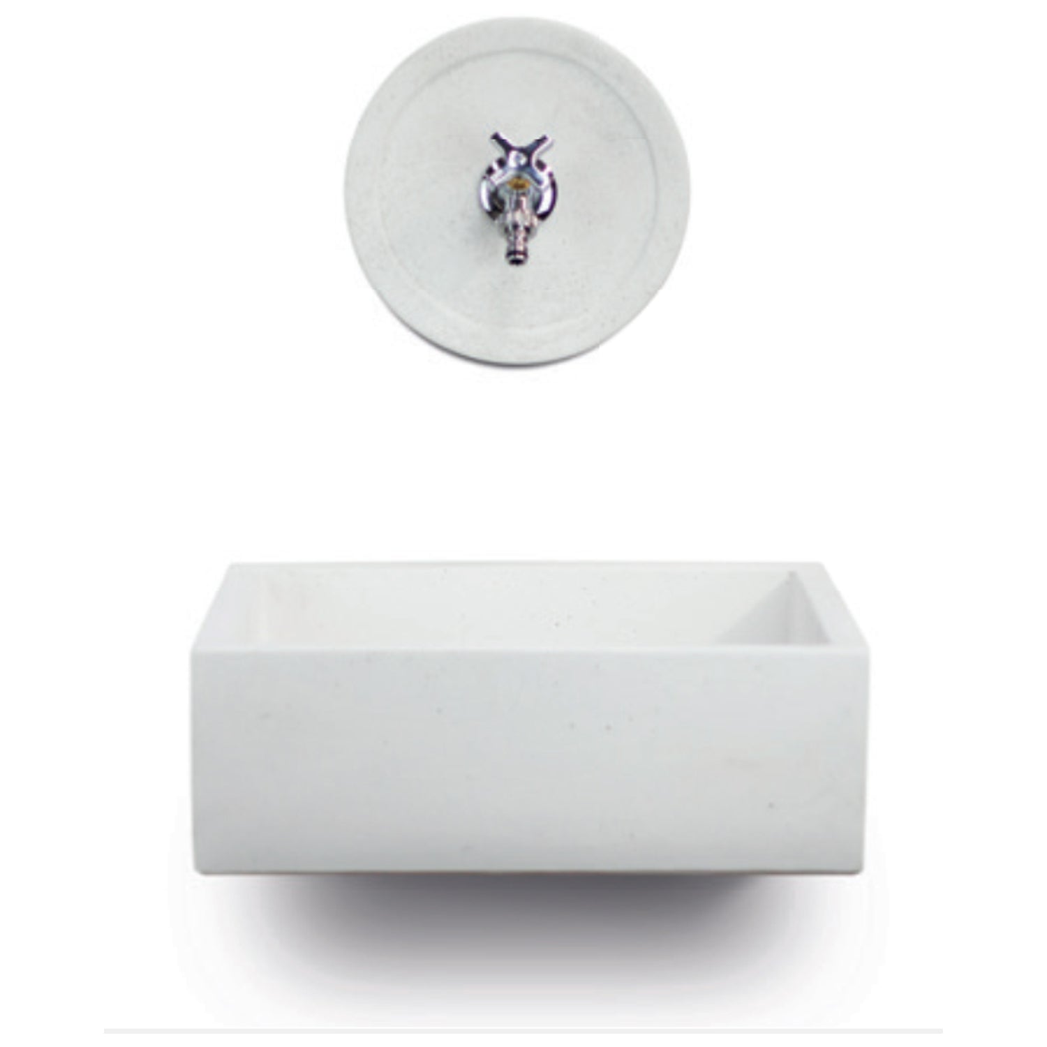 Lavello da esterno con rosone in cemento bianco cm 45x35 cm modello R-Desy