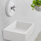 Lavello da esterno con rosone in cemento bianco cm 45x35 cm modello R-Desy