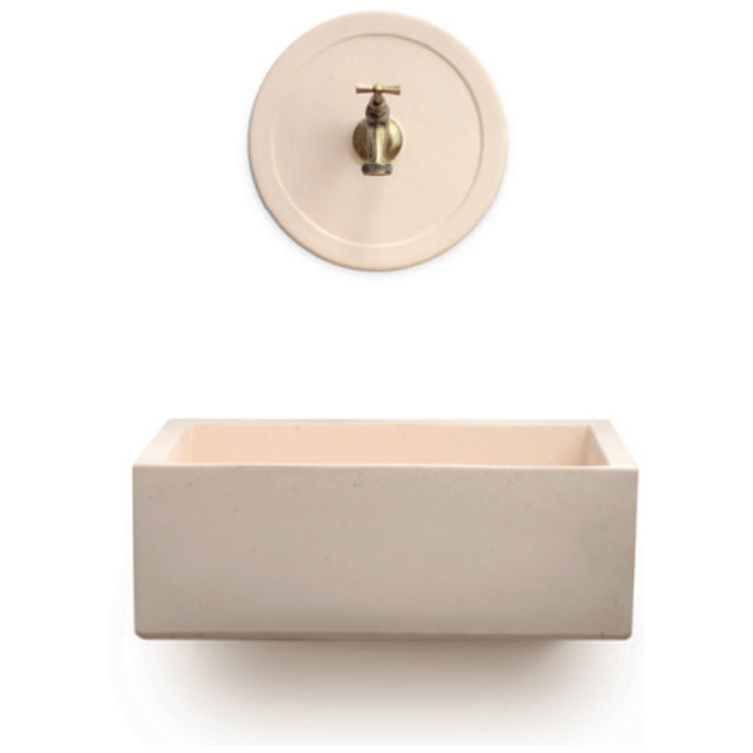 Lavello da esterno con rosone in cemento rosa cm 45x35 cm modello R-Desy