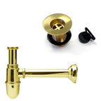 Kit Sifone di scarico e piletta in ottone dorato per lavabi da esterno