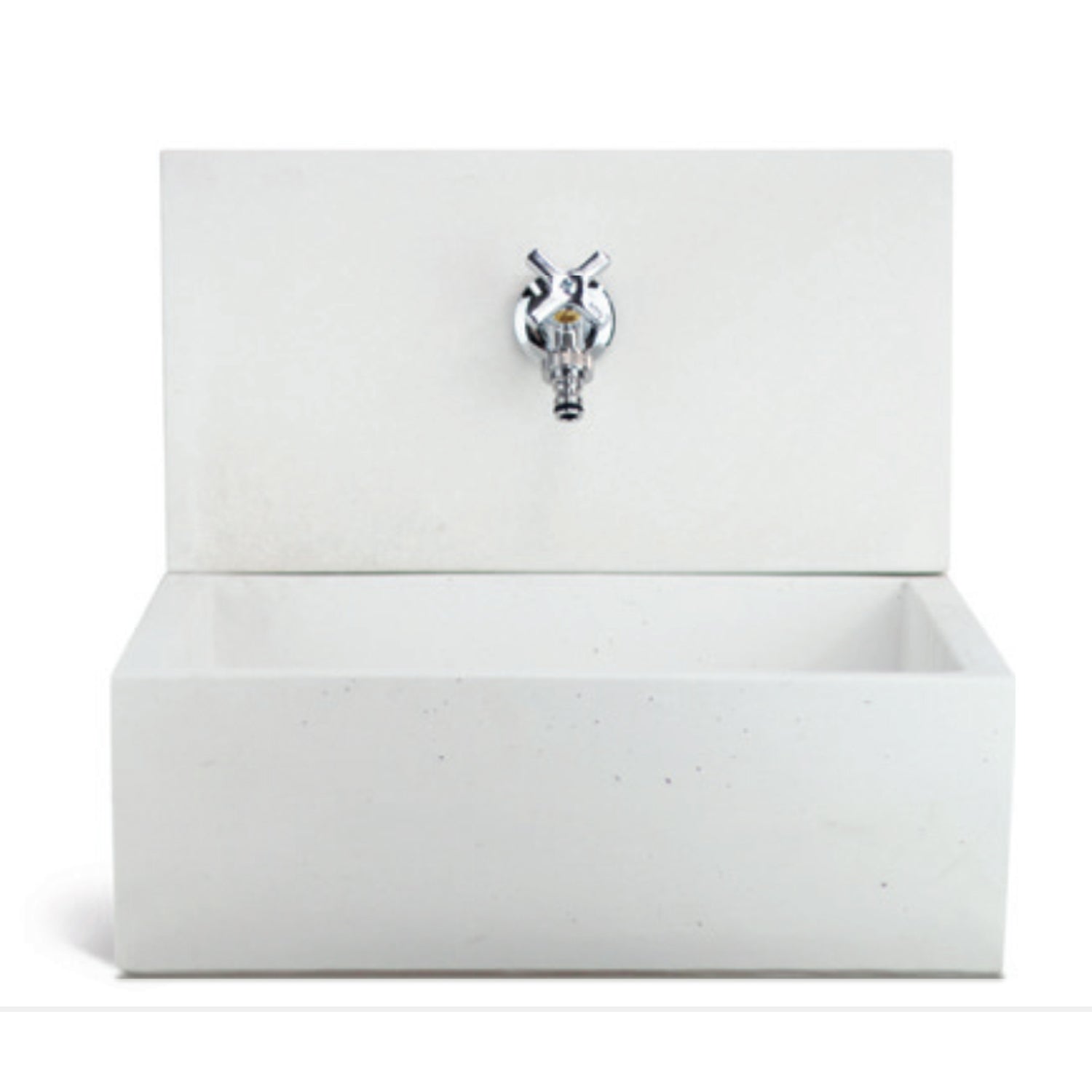 Acquaio da giardino con para-schizzi in cemento bianco cm 45x35 cm modello Q-Desy