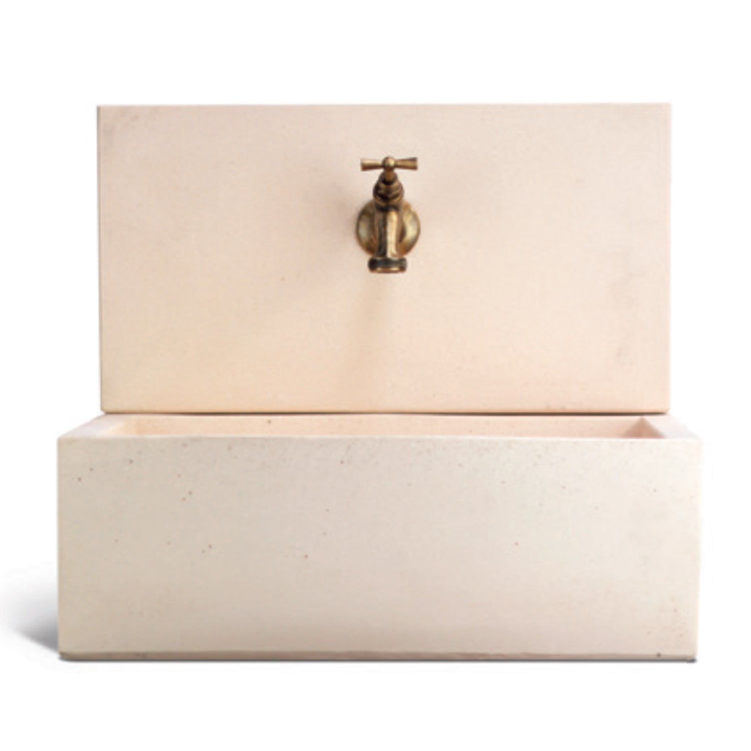 Acquaio da giardino con para-schizzi in cemento rosa cm 45x35 cm modello Q-Desy