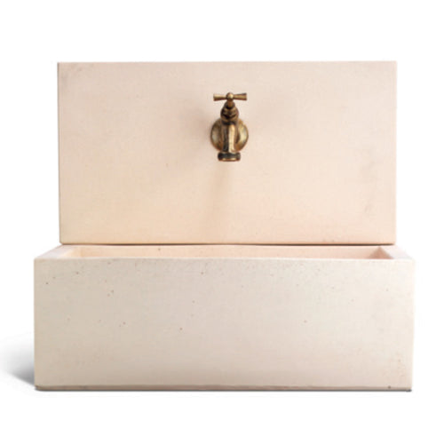 Acquaio da giardino con para-schizzi in cemento rosa cm 45x35 cm modello Q-Desy