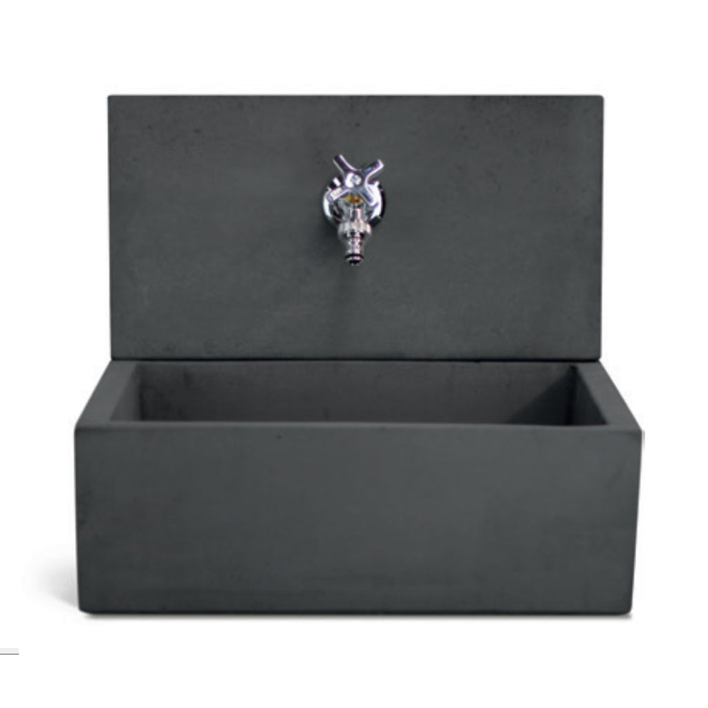 Acquaio da giardino con para-schizzi in cemento antracite cm 45x35 cm modello Q-Desy