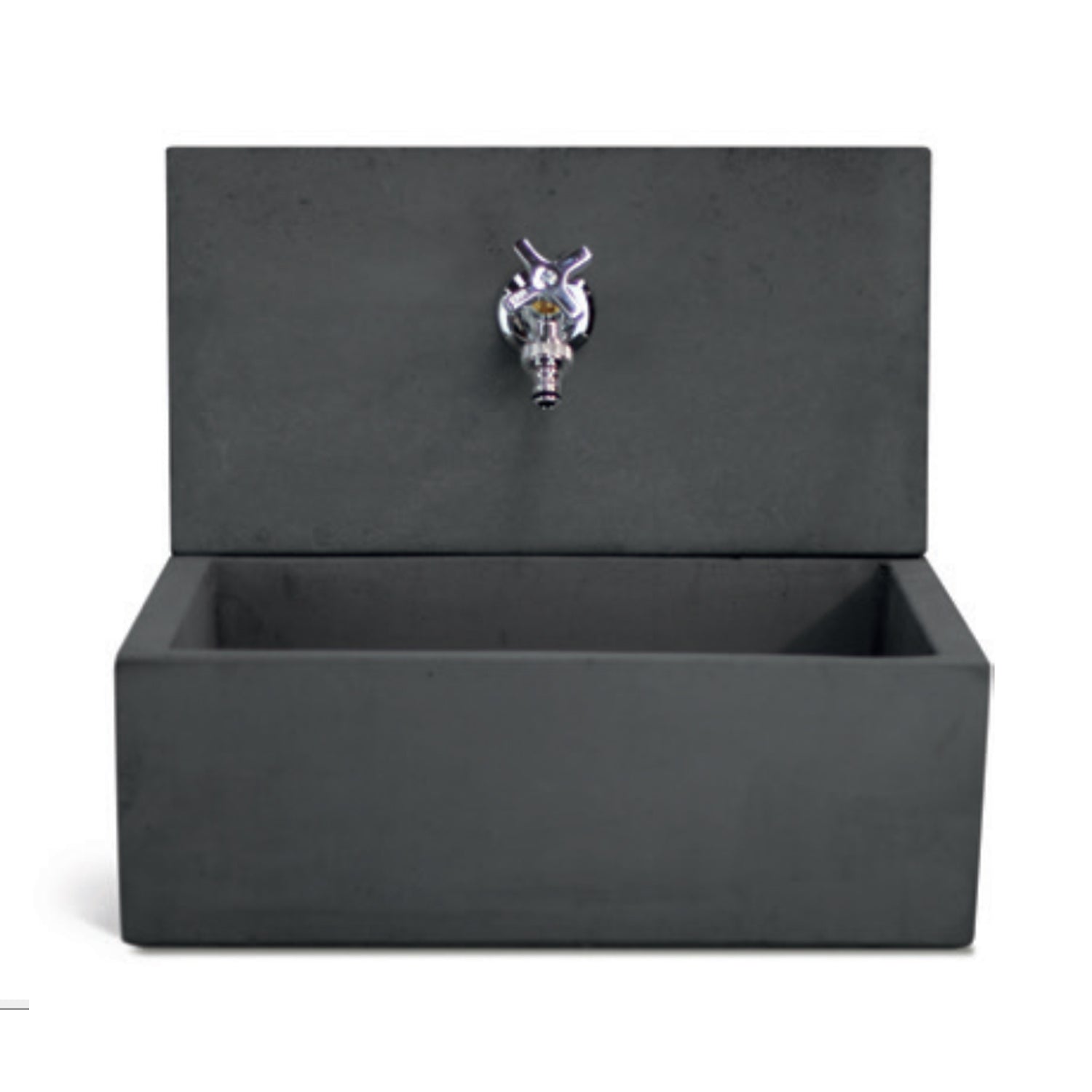 Acquaio da giardino con para-schizzi in cemento antracite cm 45x35 cm modello Q-Desy