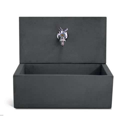 Acquaio da giardino con para-schizzi in cemento antracite cm 45x35 cm modello Q-Desy