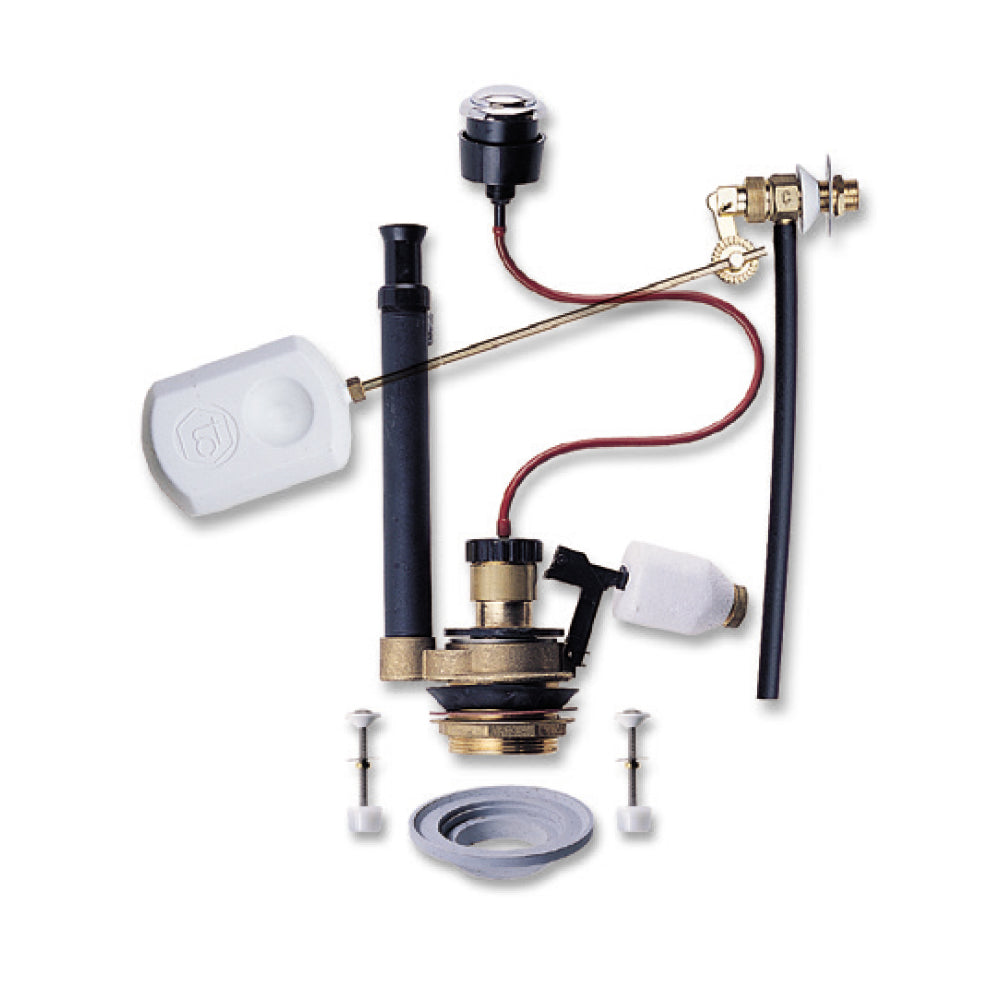 Meccanismo di scarico con pulsante attacco laterale e kit monoblocco Tremolada