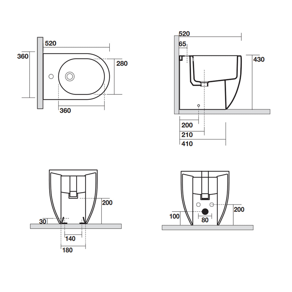 Bidet Filomuro 52x36 cm collezione Flo Kerasan