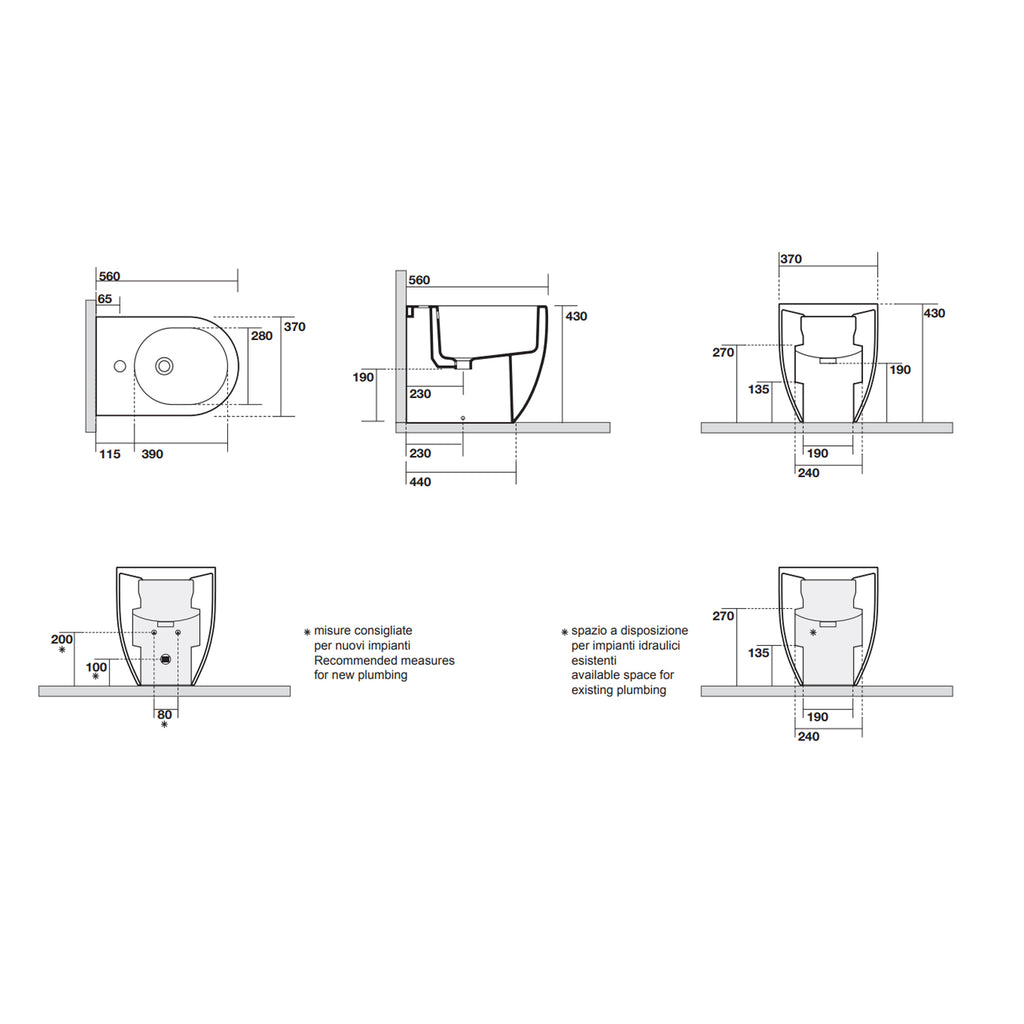Sanitari filomuro scarico traslato 56x37 cm collezione Flo Kerasan con sedile soft close