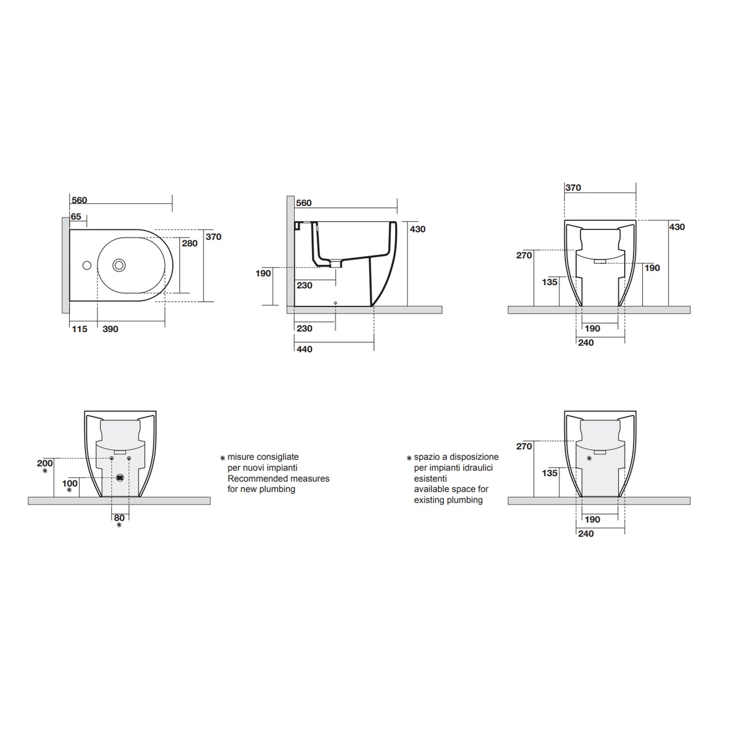 Sanitari filomuro scarico traslato 56x37 cm collezione Flo Kerasan con sedile soft close