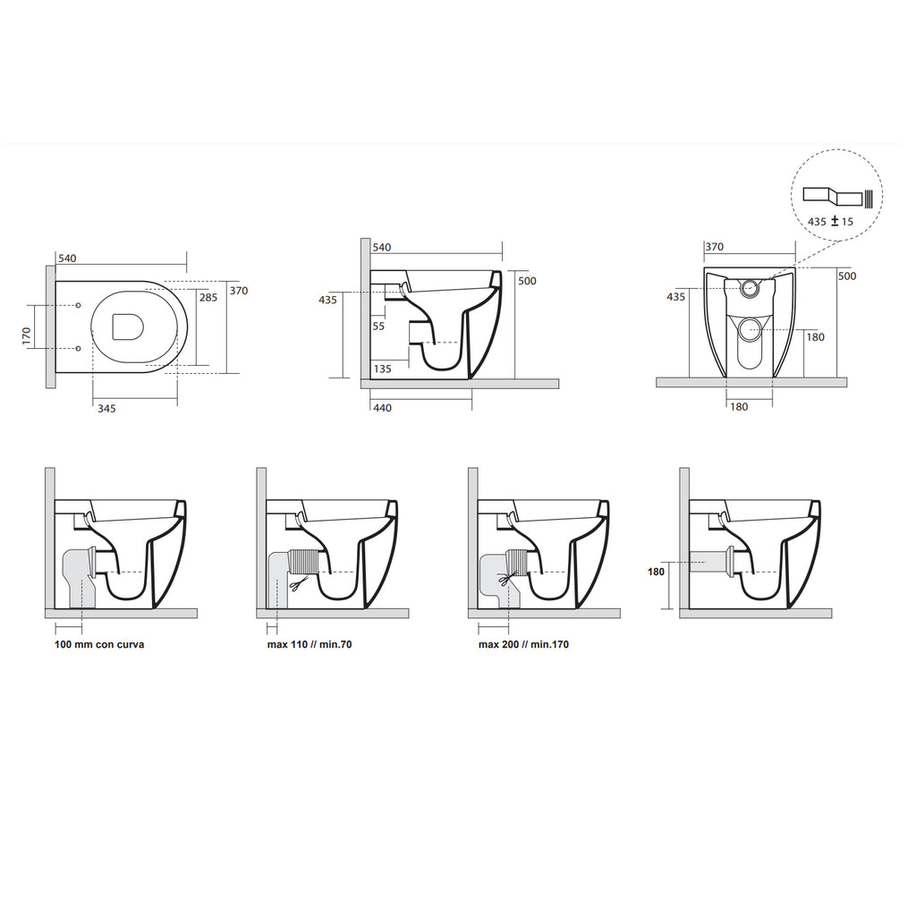 Sanitari filomuro scarico traslato 55x37 cm h50 collezione Flo Kerasan con sedile soft close