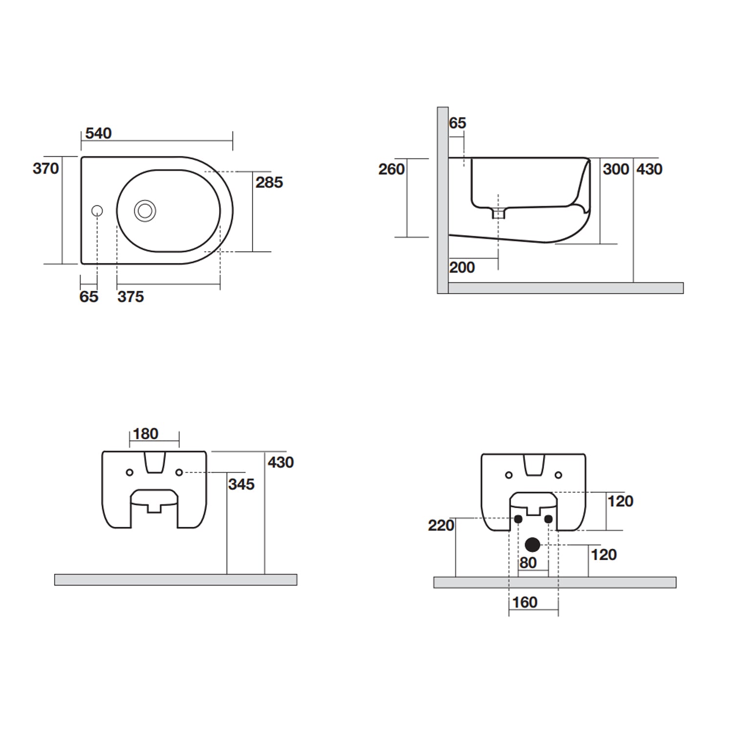 Bidet Sospeso 54x35 cm collezione Flo Kerasan
