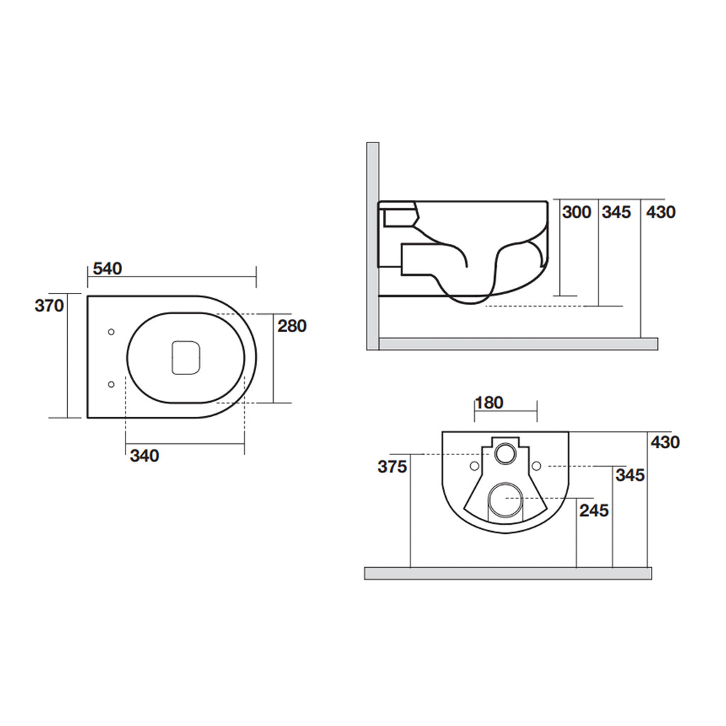 Wc sospeso senza brida 54x37 cm collezione Flo Kerasan con sedile soft close