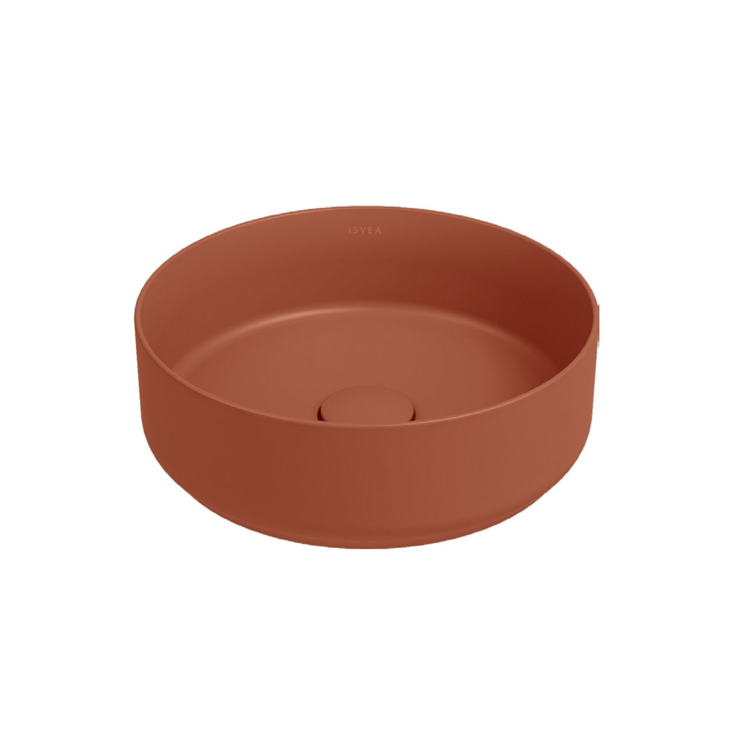 Lavabo in ceramica installazione d'appoggio tondo senza foro serie Infinity 36 cm color Terracotta Opaco