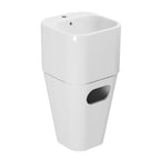 Lavabo Azzurra Tandem con cesto contenitore e foro rubinetteria 44x43 cm - Bianco lucido