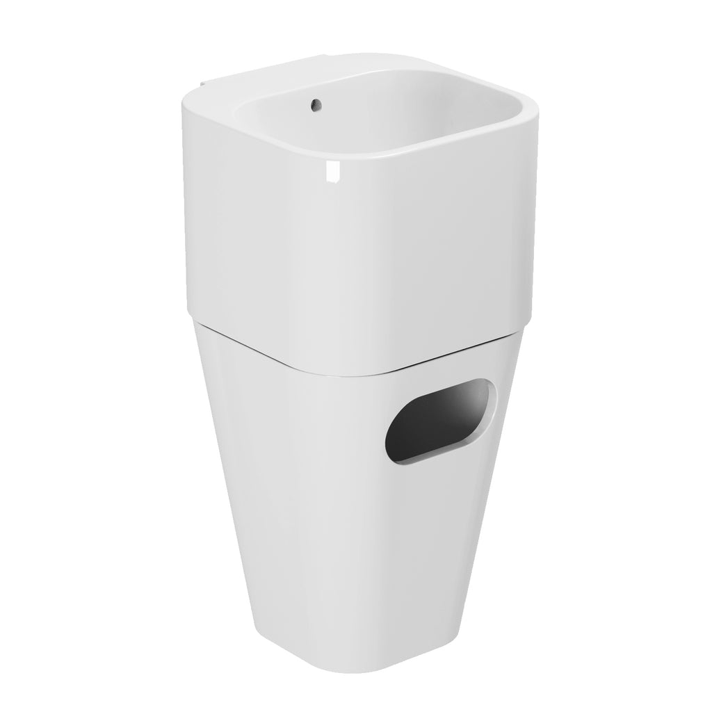 Lavabo Azzurra Tandem con cesto contenitore 44x43 cm - Bianco lucido