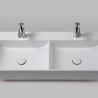Lavabo da appoggio Azzurra linea Leuca a due vasche 100x45 cm con fori - Bianco lucido