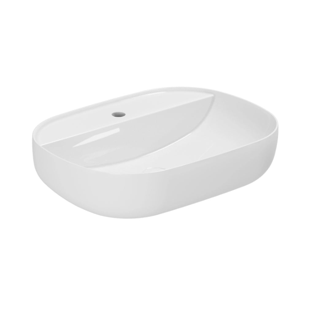 Lavabo da appoggio Azzurra Elegance Zip 60x45 cm con foro - Bianco lucido