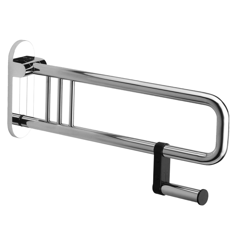 Appoggio ribaltabile con porta carta igienica Gedy per anziani e disabili. Misure 10x75x34 cm