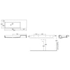 Lavabo da appoggio/sospeso squadrato di Ceramica Azzurra serie Elegance 122x46 cm con piano a destra